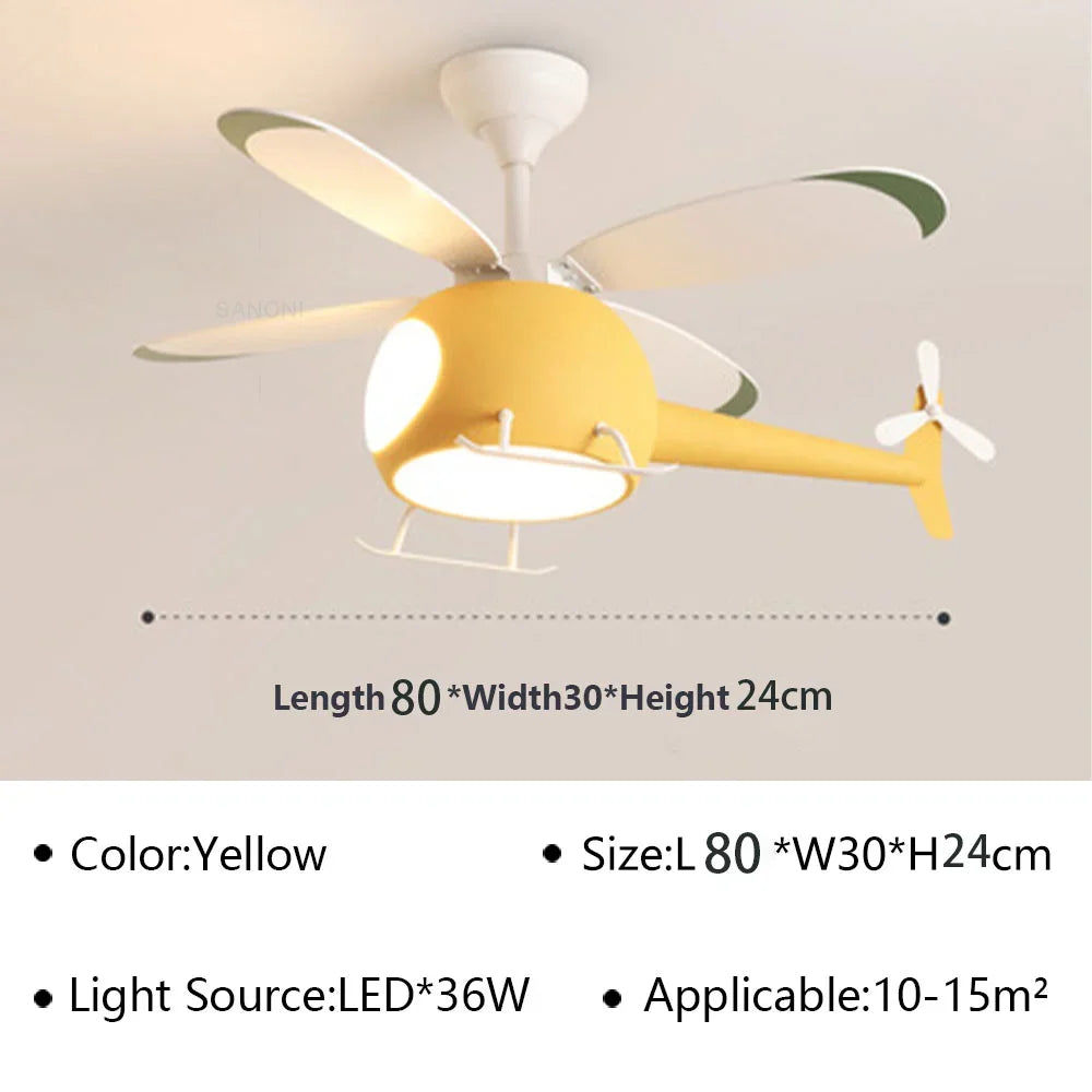 plafonnier hélicoptère ventilateur led pour chambre enfant