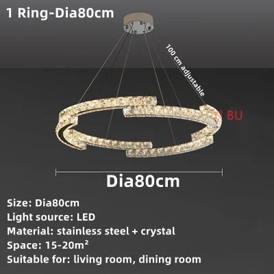 lustre nordique en cristal acier inoxydable miroir led intérieur