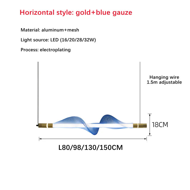Lustre LED design italien créatif longue bande luminaire