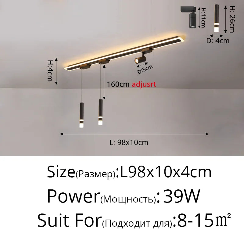 suspension acrylique moderne avec lumière led design épuré