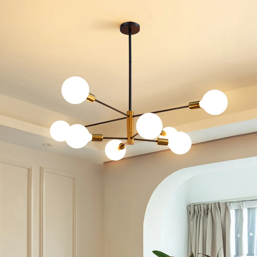 Moderne Nordique Spoutnik Noir LED Lustre Éclairage Luminaires D'intérieur Pour Chambre Salon Salle À Manger Décor À La Maison Plafonnier