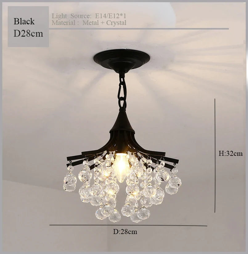 2024 Modern Crystal Chandelier Creative Design Black/Gold Corridor Ceiling Lamp Applicable To Porch Restaurant Lamps