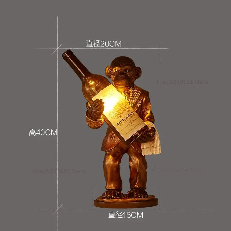 lampe de singe rétro en résine pour déco vintage et loft