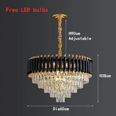 lustre led moderne de luxe en cristal luminaire rond ou long