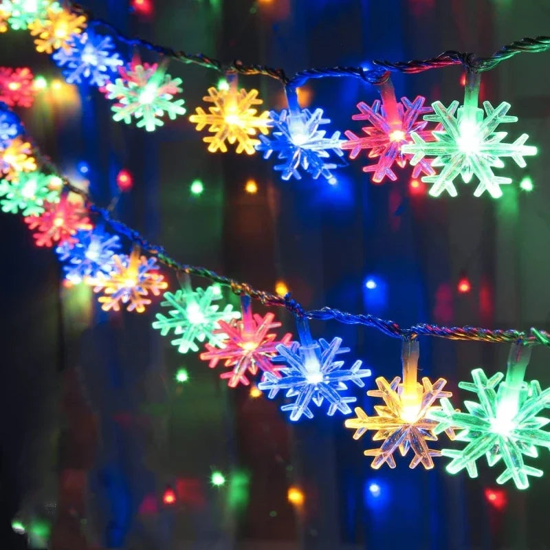 guirlande lumineuse de noël à led flocons de neige décorations festives