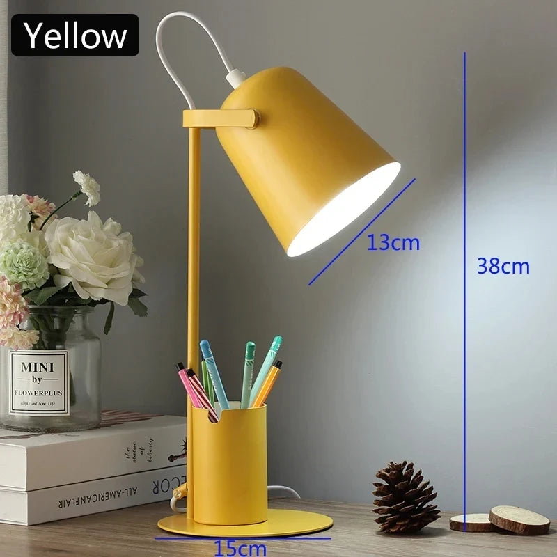lampe de table led réglable style nordique avec porte-stylo protection yeux