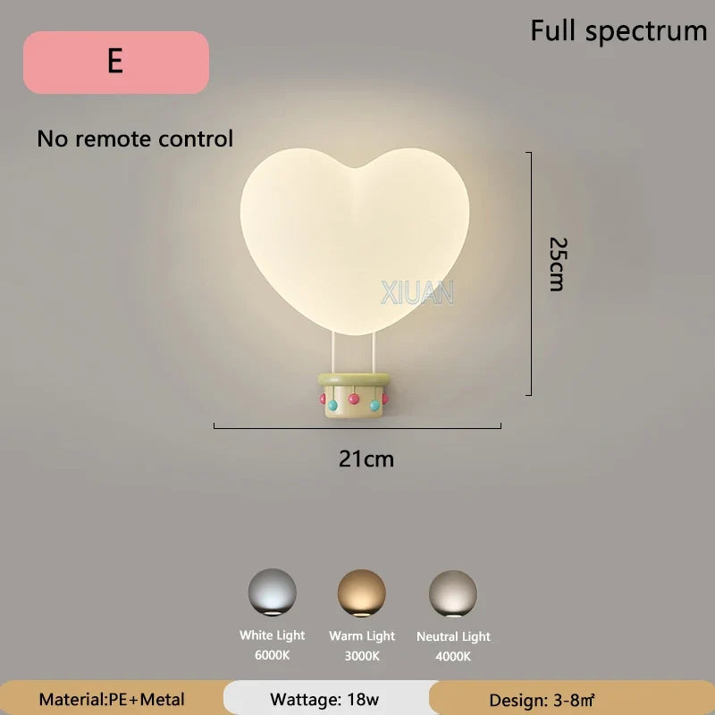applique murale led romantique couronne coeur nuage pour enfants
