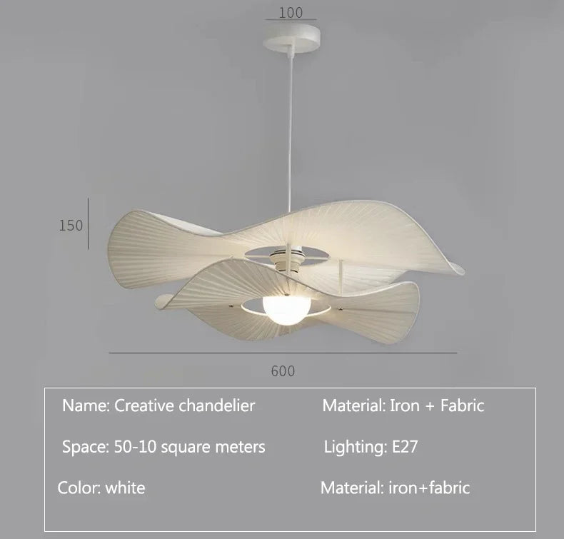 lustre Design nordique tissu LED lumières chambre salon salle à manger décoration maison fleur