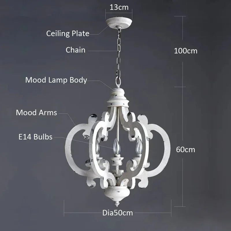 lustre en bois massif style rétro pour une ambiance nostalgique