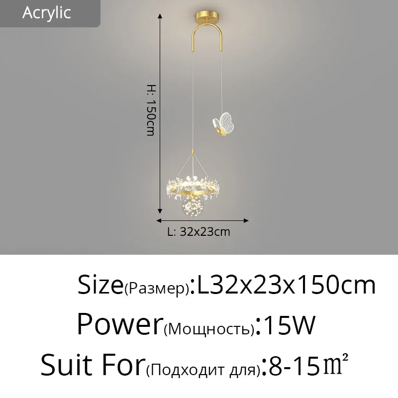 lustre minimaliste en cristal de luxe à tête unique
