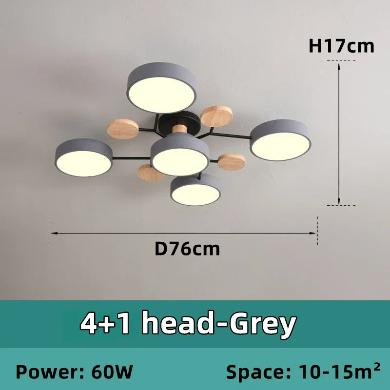 lustre en bois led style nordique pour diverses pièces