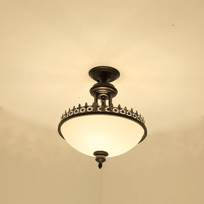 lustre led style campagnard américain en fer forgé et verre