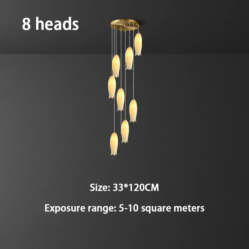 lustre en céramique tulipe pour lampe suspension led rotation duplex