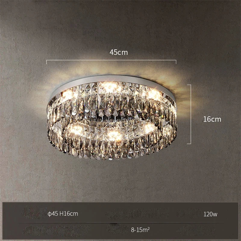 lustre led dimmable rond rectangulaire en cristal