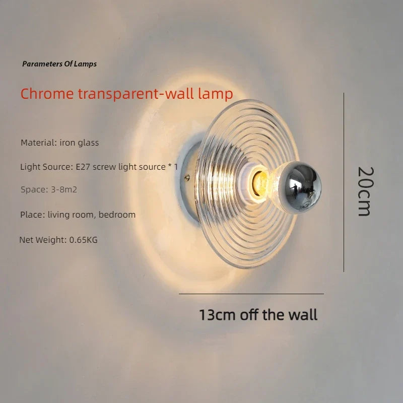 applique murale led en verre ondulé nordique pour décoration d'ambiance