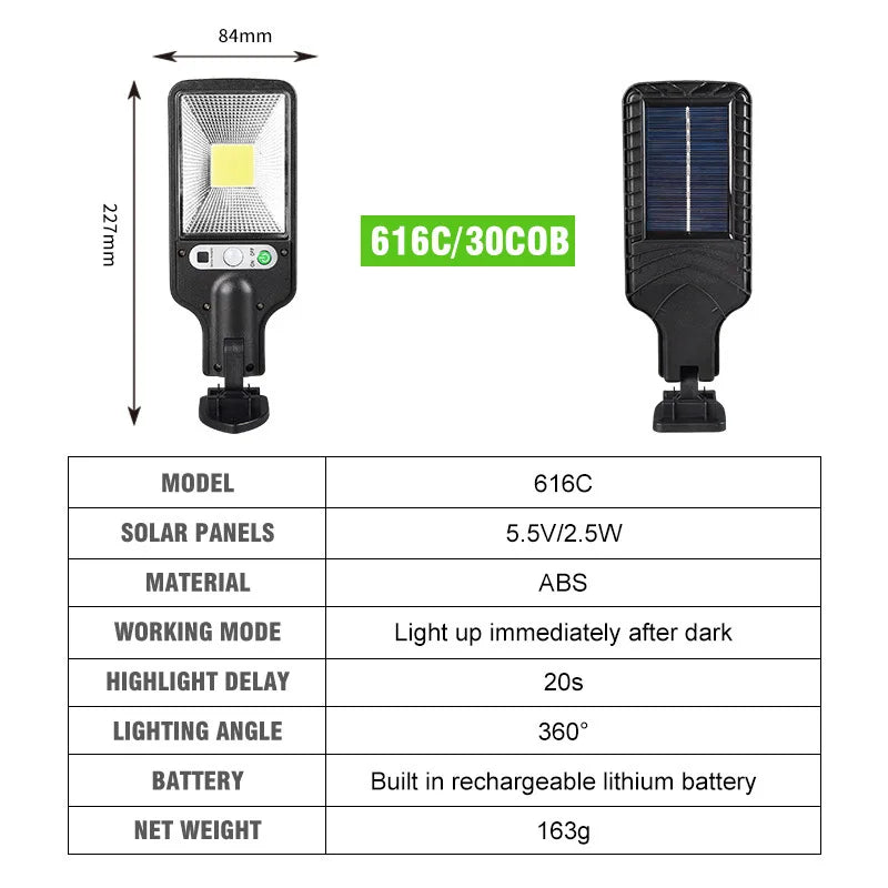 lampadaire solaire extérieur avec télécommande et détection humaine