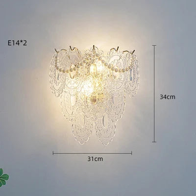 applique murale led en verre forme perle plume feuille coquille soleil fleur