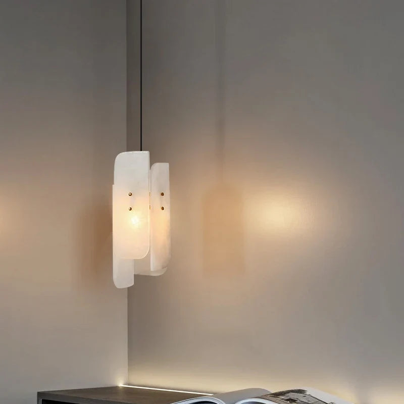 suspension en marbre véritable avec fil de cuivre réglable
