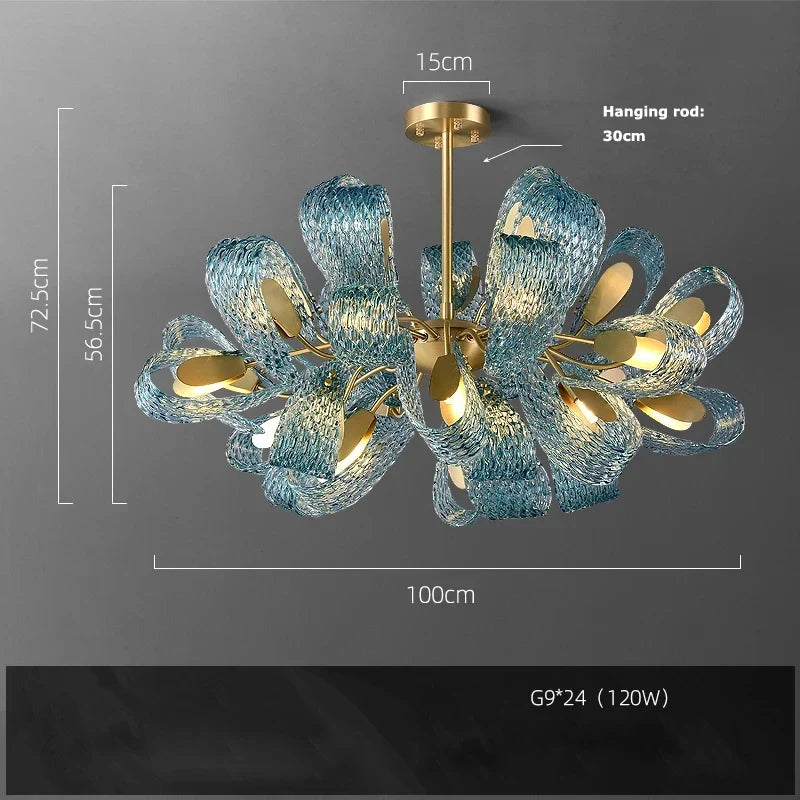 Suspension modernes en verre bleu lampes suspendues design pour couloir Bar chambre lustre Suspension Luminaire éclairage