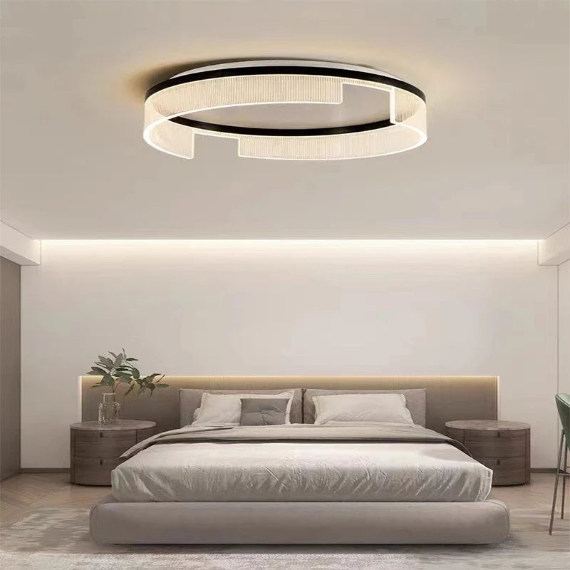 plafonnier led moderne rond en métal et acrylique pour intérieur