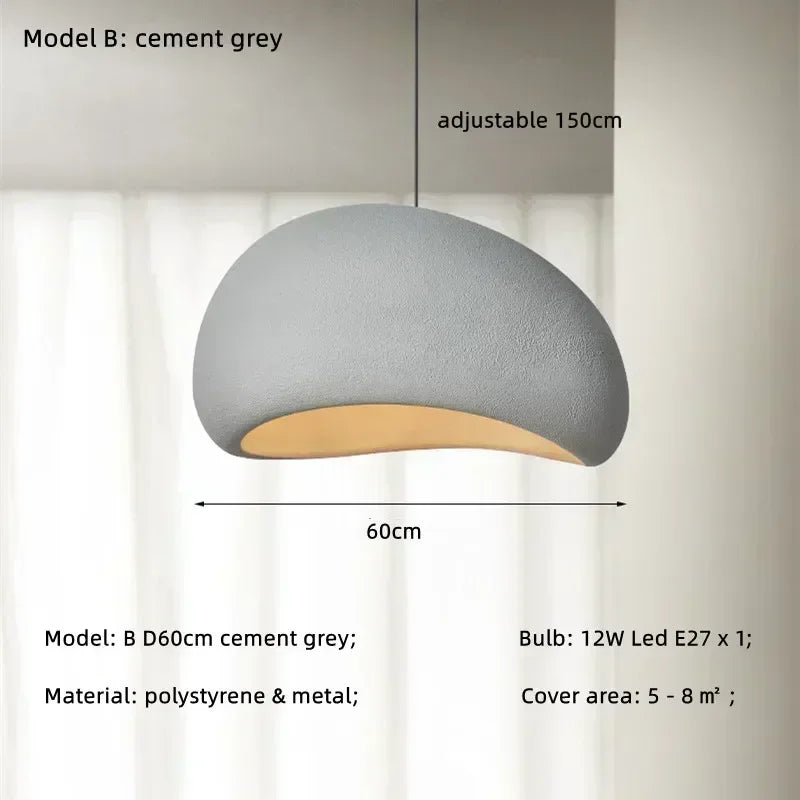 Japanese Pendant Light Resin Suspension Ceiling Chandelier Hanging Lamp for Living Dining Room Kitchen Loft Staircase