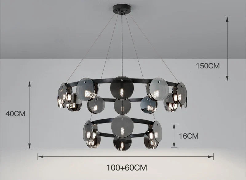 Suspension en verre noir moderne