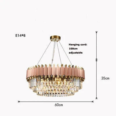 lustre art déco en acier inoxydable et cristal élégant et moderne