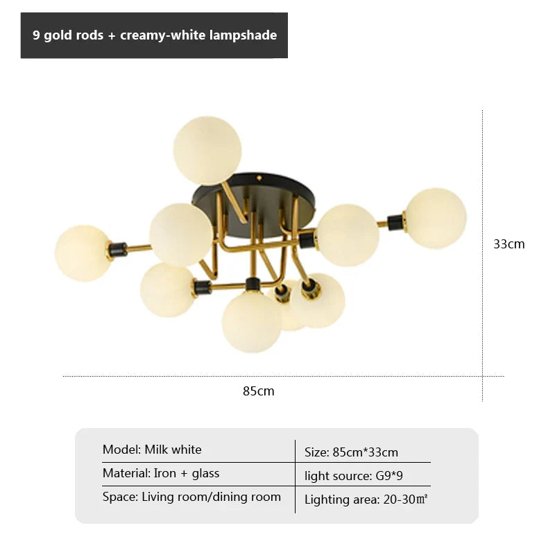 Plafonnier en verre nordique G9 LED lumière industrielle en métal pour chambre salon salle à manger étude maison intérieur loft lumière
