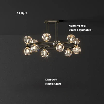 plafonnier art déco doré noir design en cristal