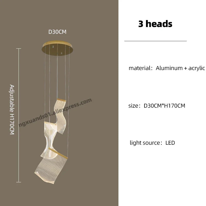 suspension moderne à led design éclairage acrylique profilé