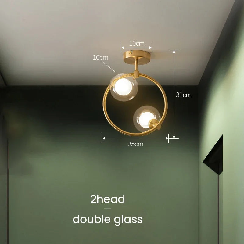 220V 110V Small Chandelier Nordic Round Pendant Light Gold Glass Ball Light for Living Room Dinning Room Kitchen Bedroom