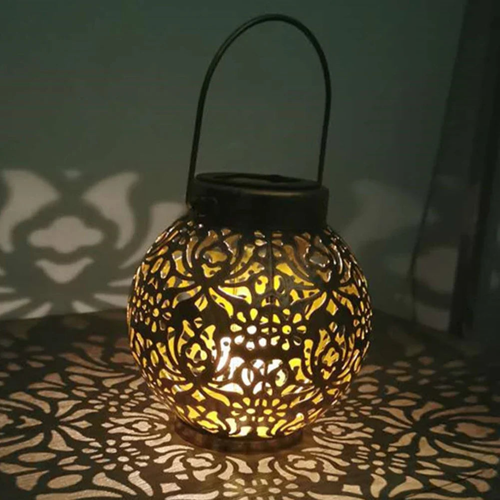lampes solaires rondes en métal pour jardin décoratif