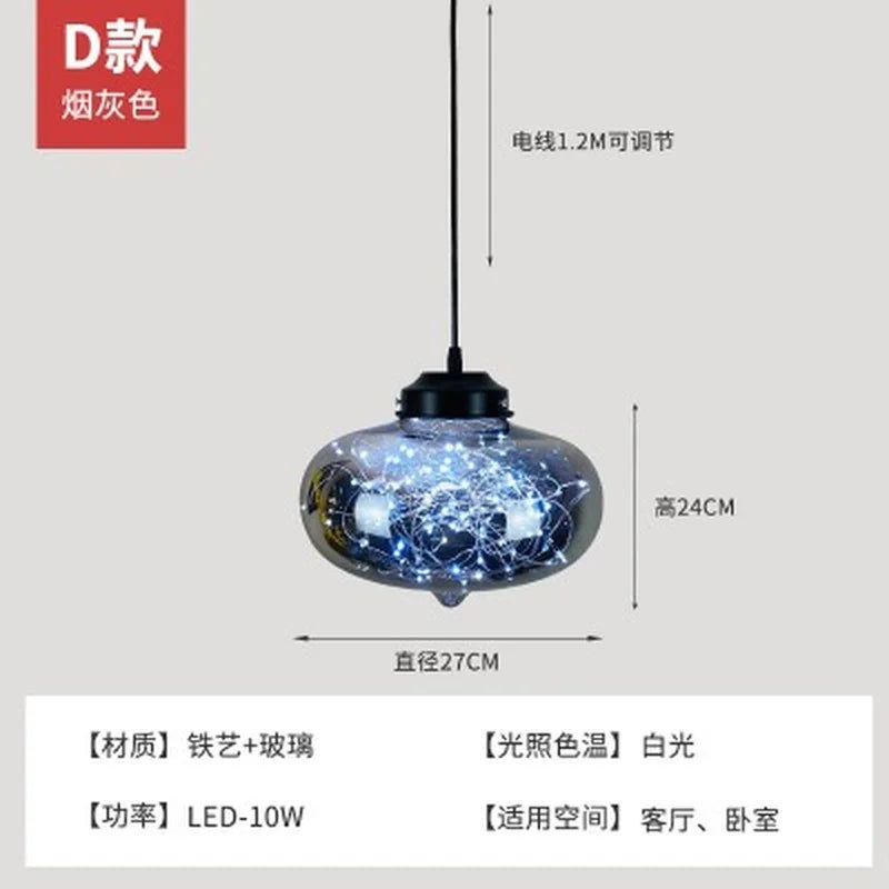 lustre nordique étoilé en verre pour décoration moderne