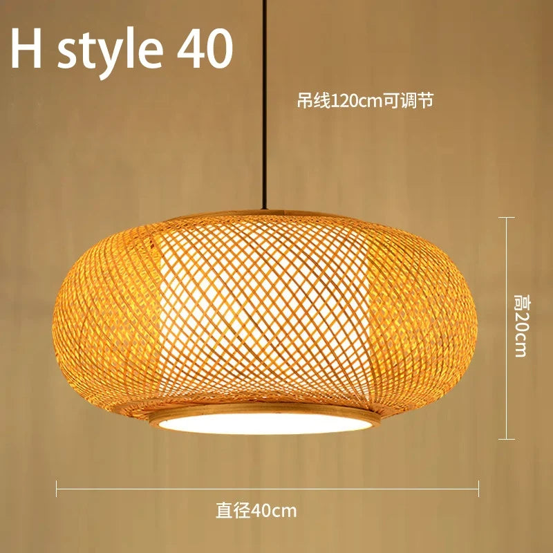 lustre style chinois fait main en bambou tissage pastoral vintage