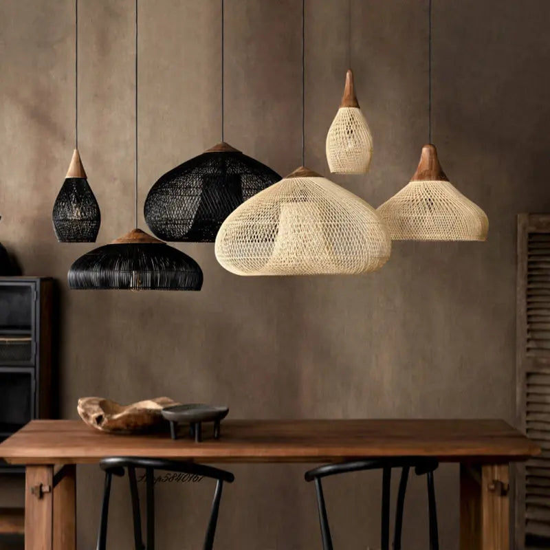 Suspension vintage d'Asie du Sud-Est Lampes en rotin de haute qualité Salle à manger Restaurant Cuisine Luminaires Loft Luminaires