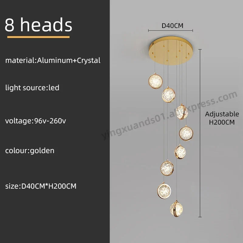 lustre rotatif design nordique en cristal pour éclairage intérieur