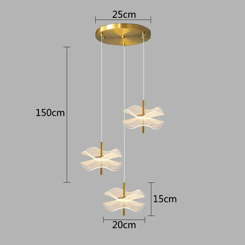 lustre acrylique design feuille de lotus pour décoration intérieure
