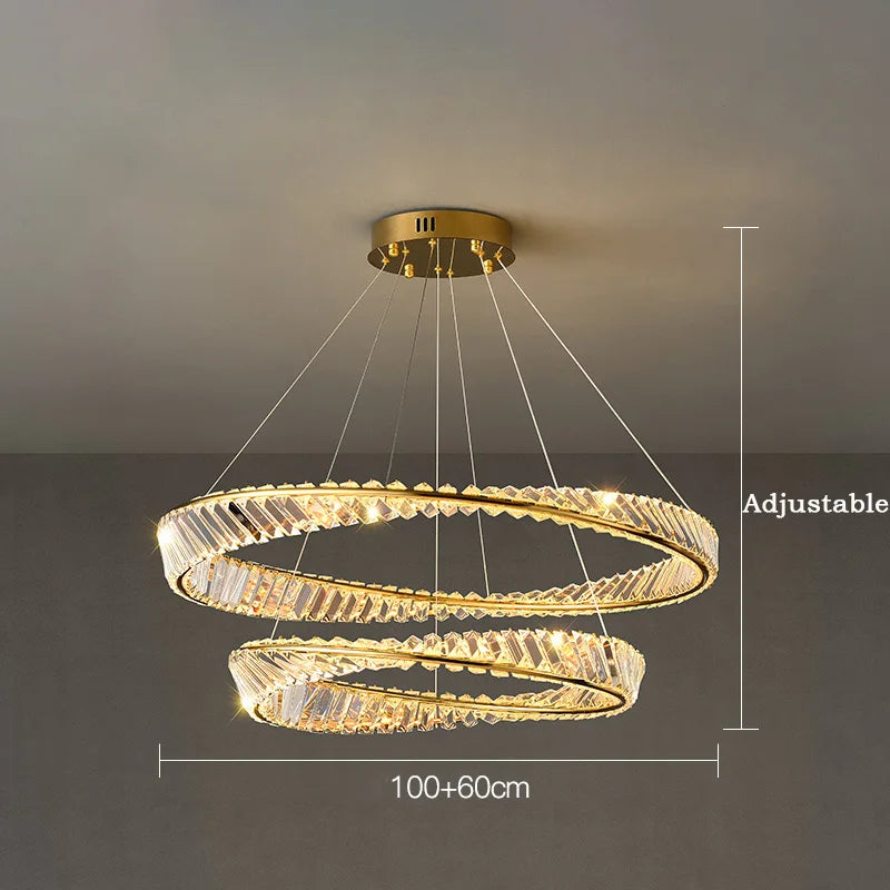 suspension moderne en aluminium et cristal led