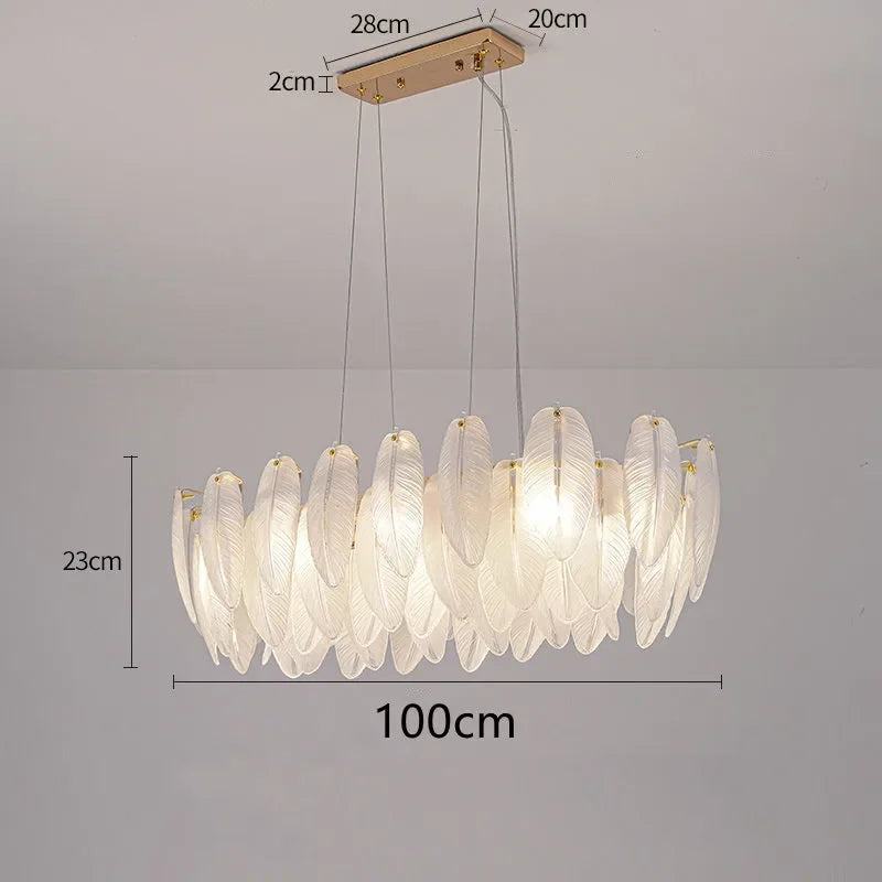 Feather Glass Led Chandelier Pendant Lights Suspension Hanging Lamp for Living Room Bedroom