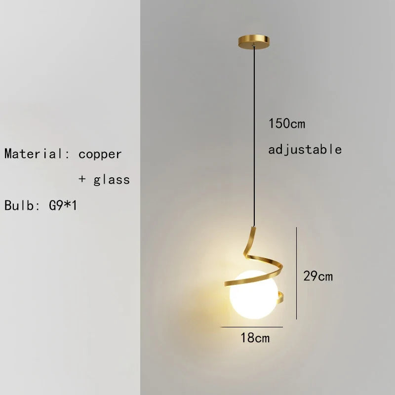 suspension créative en verre avec cordon réglable