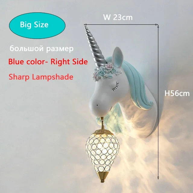 Applique murale résine LED licorne chambre fille princesse