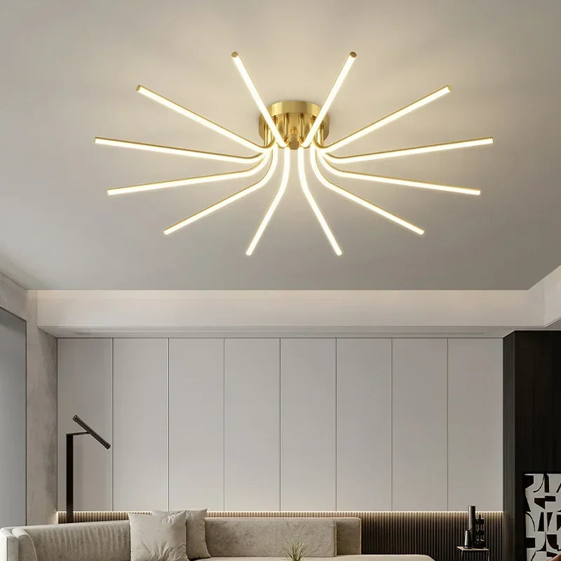 plafonnier led moderne en cuivre pour décoration artistique
