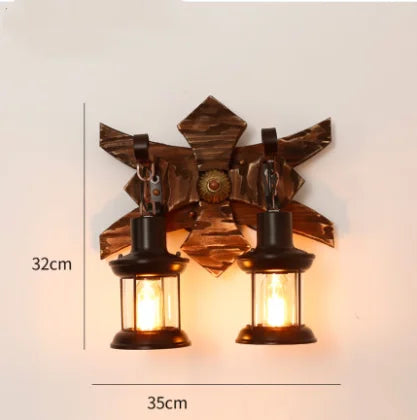 Applique murale LED industrielle rétro en bois