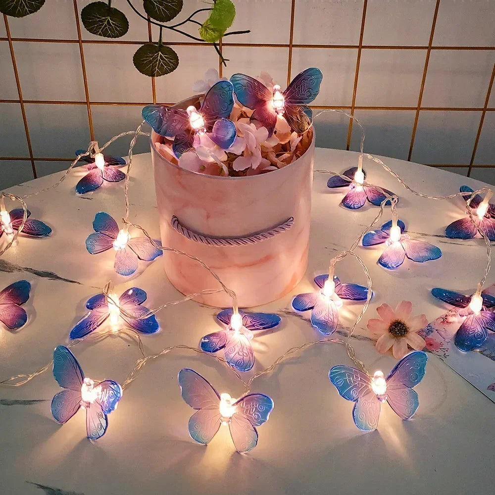 guirlande lumineuse led papillon pour fêtes et décorations intérieures