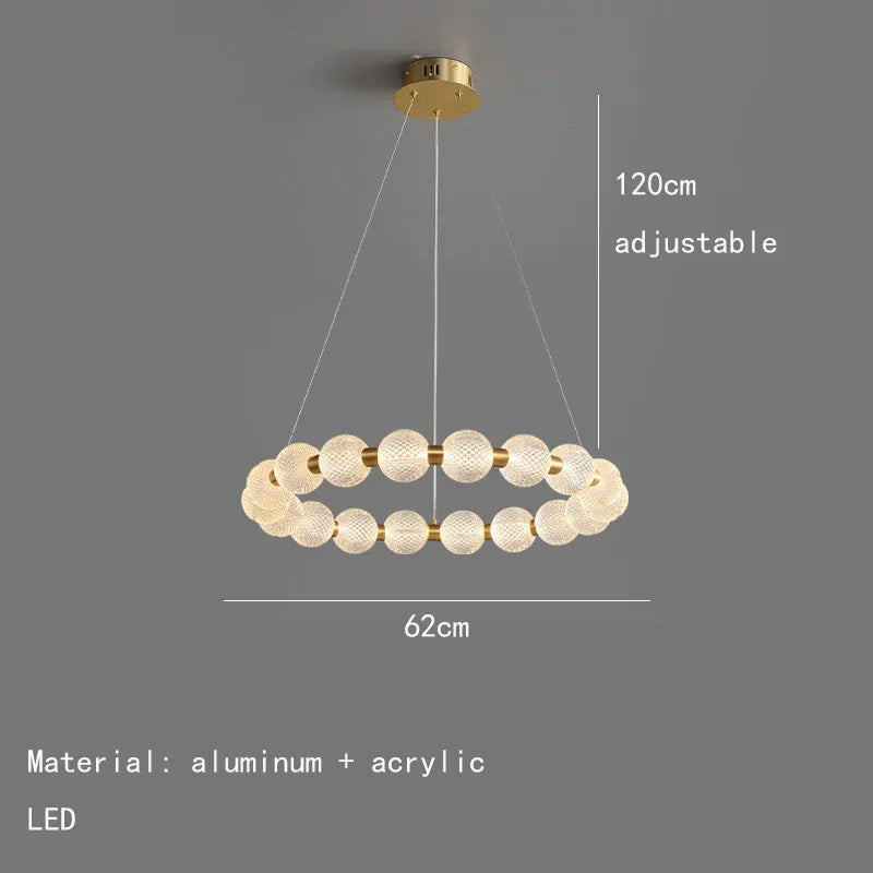 suspension led ronde en laiton cuivre et aluminium décorative