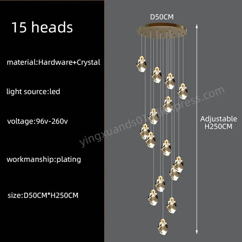 lustre en cristal nordique style loft pour intérieur moderne