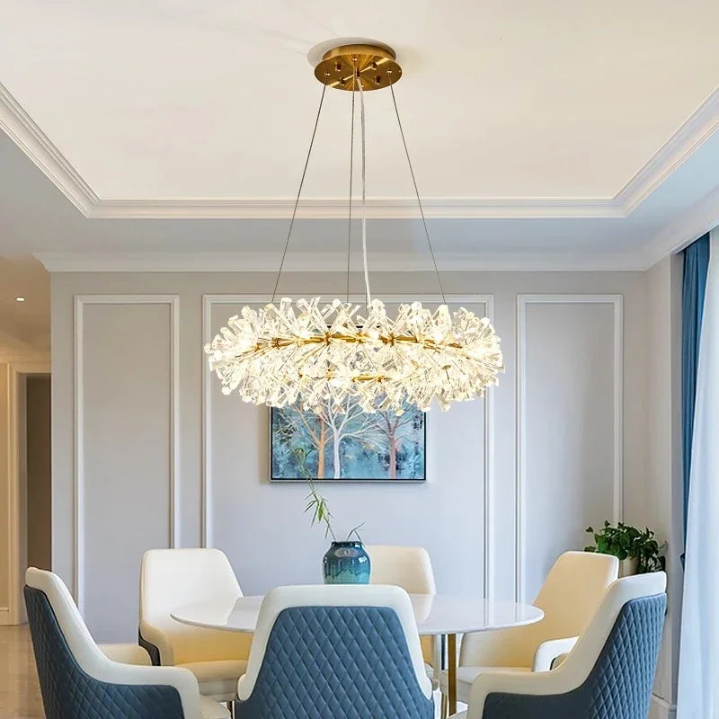 Lustre en cristal de fleur moderne Suspension lustres LED de luxe pour salon 60 80 100 cm anneaux suspendus suspension