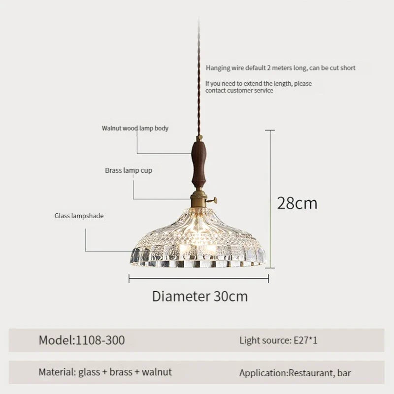 suspension luminaire moderne en bois verre et laiton