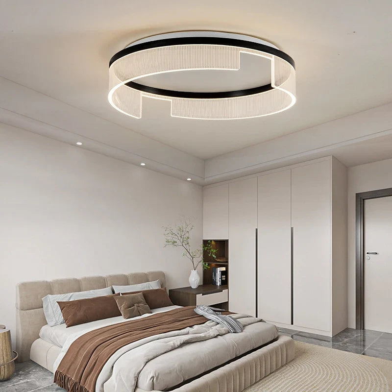 plafonnier led moderne rond en métal et acrylique pour intérieur