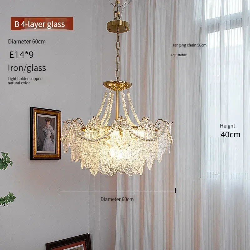 suspension moderne en verre clair style français luxe